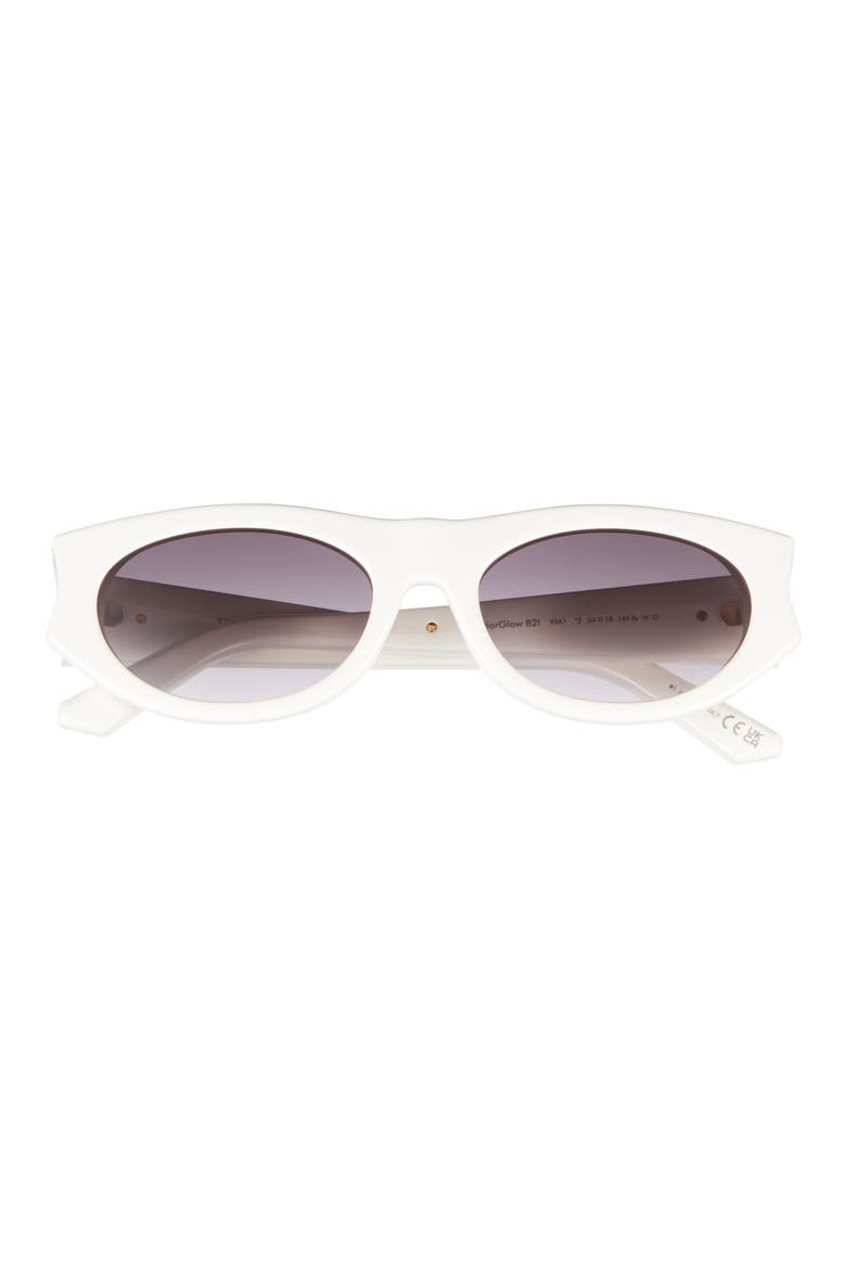 'DiorGlow B2I 53mm Oval Sunglasses, Main, color, IVORY / GRADIENT SMOKE
