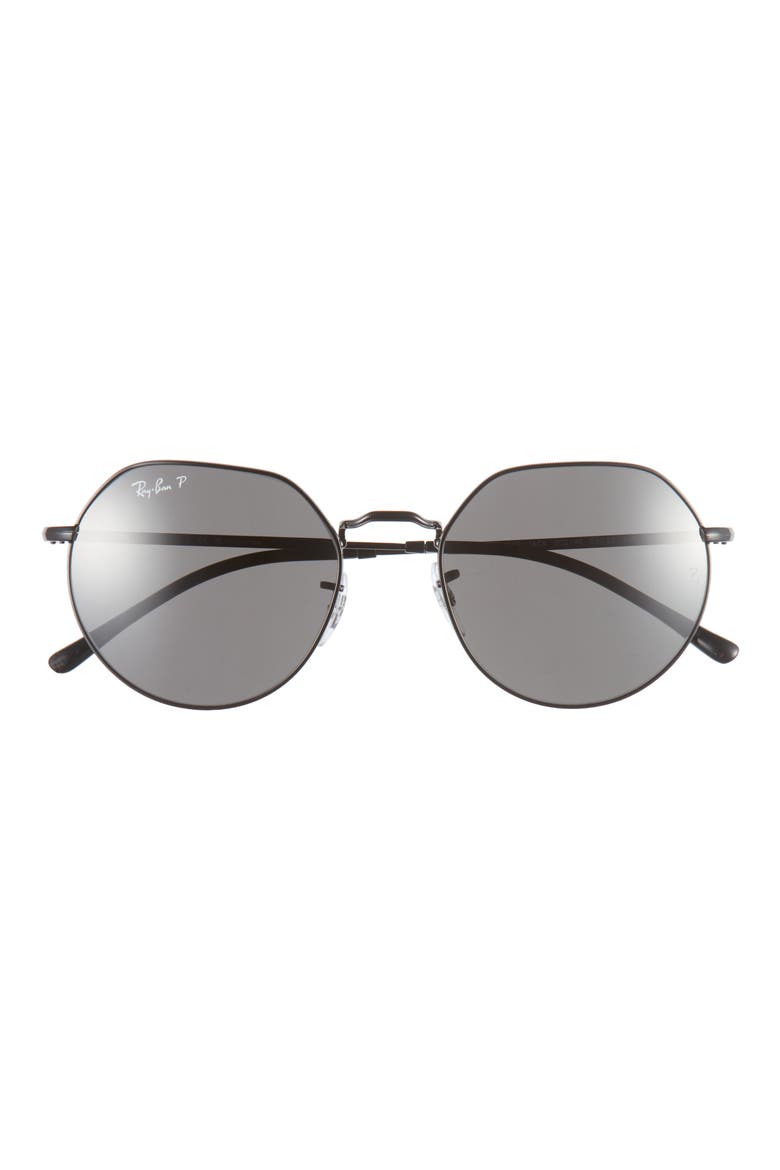 Jack 55mm Polarized Irregular Sunglasses, Main, color, BLACK