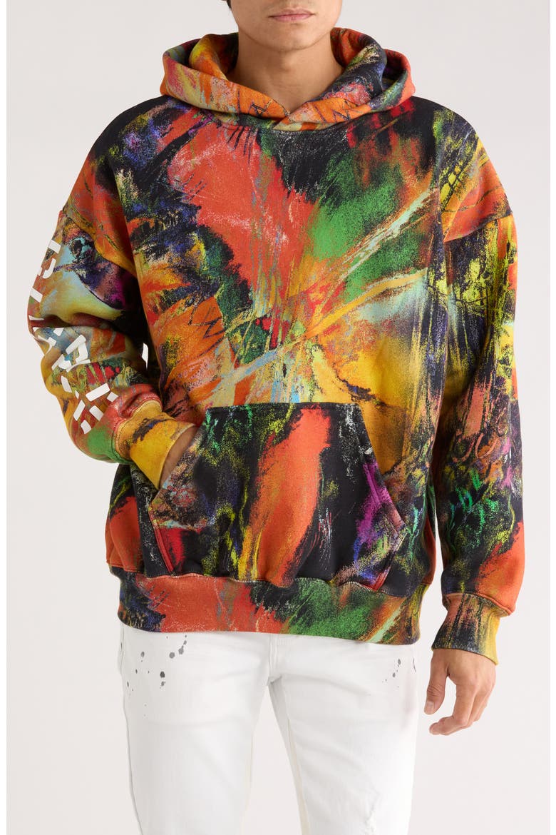 Relaxed Fit Logo Graphic Heavyweight Fleece Hoodie Logo Graphic Fleece Hoodie, Main, color, ORANGE MULTI