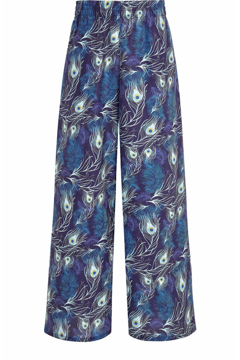 Women's Flowy Silk Pants, Alternate, color, MINUIT