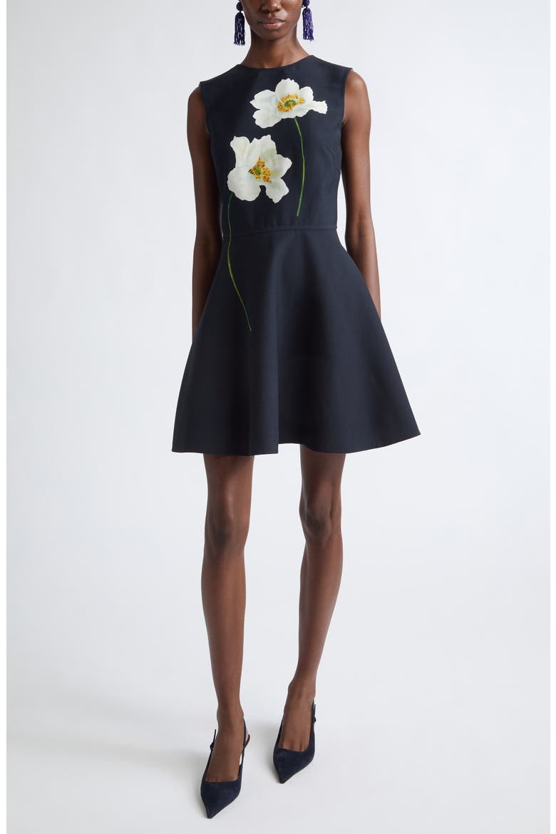 Peony Fit & Flare Dress, Main, color, WHITE/ NAVY