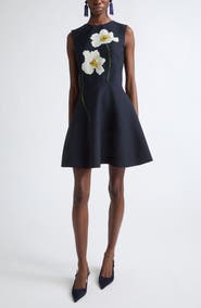 Oscar de la Renta Peony Fit & Flare Dress