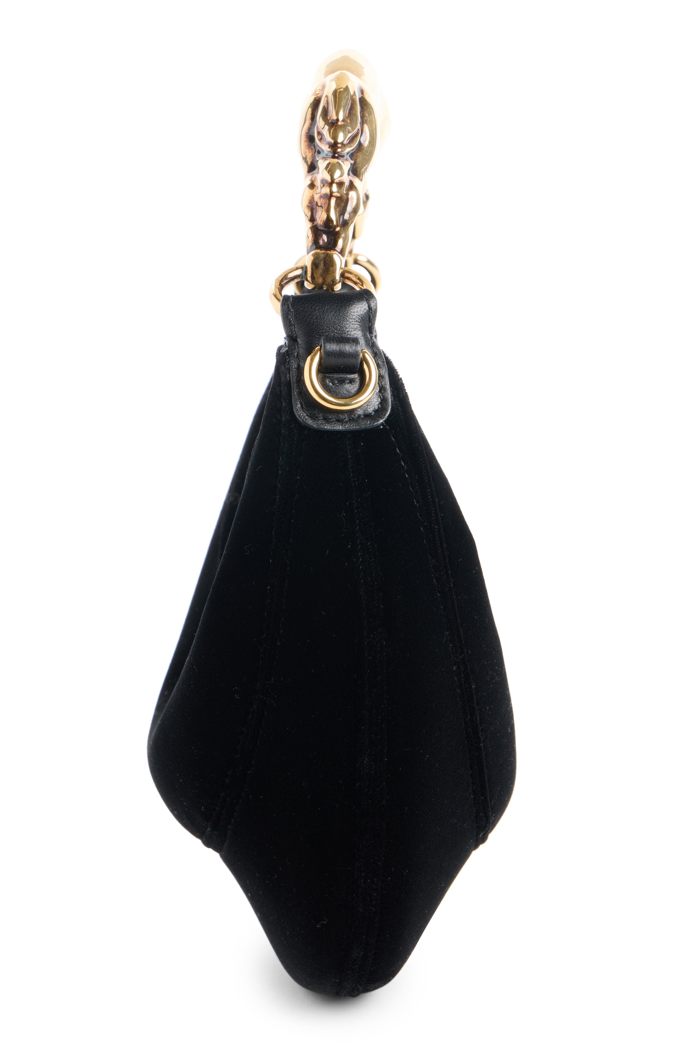 Chain Horse Crescent Bag, Alternate, color, BLACK