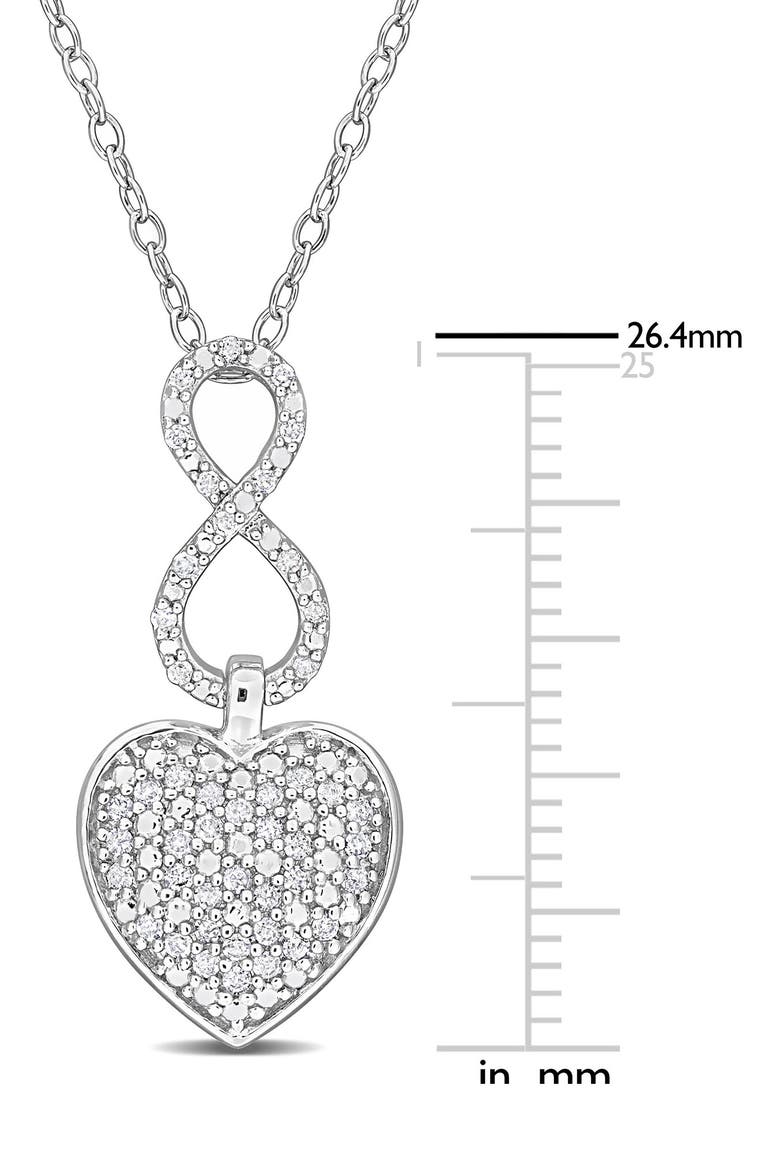 Sterling Silver Pavé Diamond Infinity Heart Pendant Necklace - 0.24ct., Alternate, color, WHITE