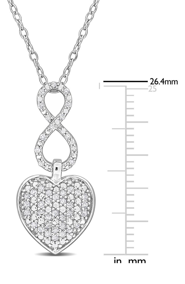 DELMAR Sterling Silver Pavé Diamond Infinity Heart Pendant Necklace - 0.24ct., Alternate, color, White
