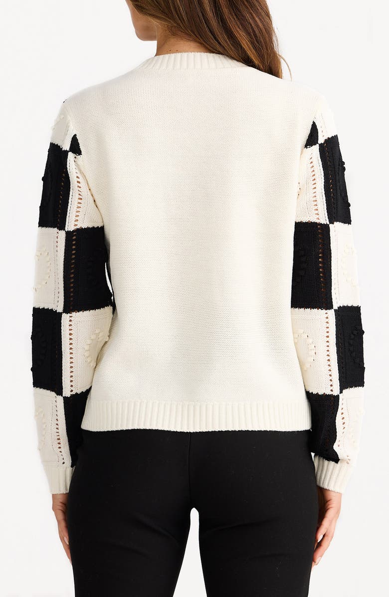 Brave+True Heart of Hearts Checkerboard Sweater, Alternate, color, Black/ Natural