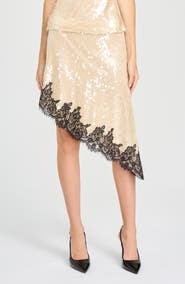WAYF x Rose Lola Lucia Sequin & Lace Asymmetric Skirt