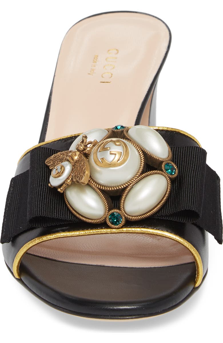 Gucci Bee Embellished Slide Sandal, Alternate, color,