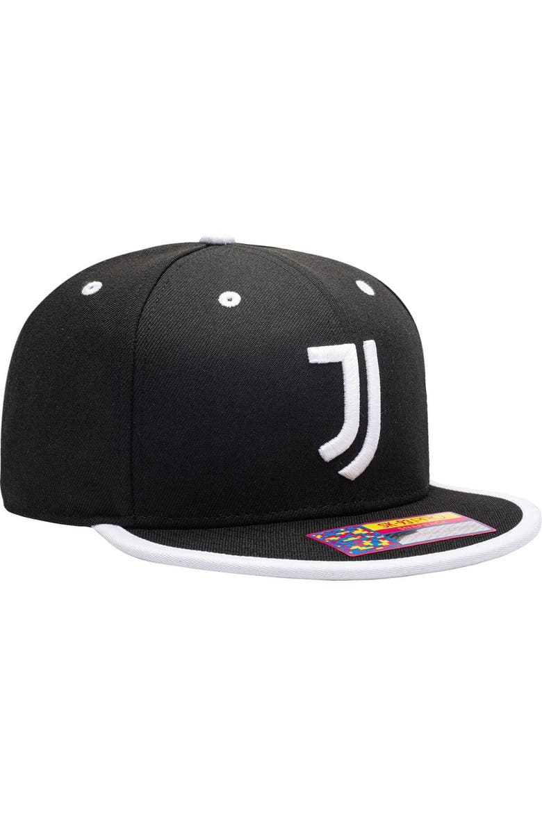Men's Black Juventus Tape Snapback Hat, Alternate, color, Black