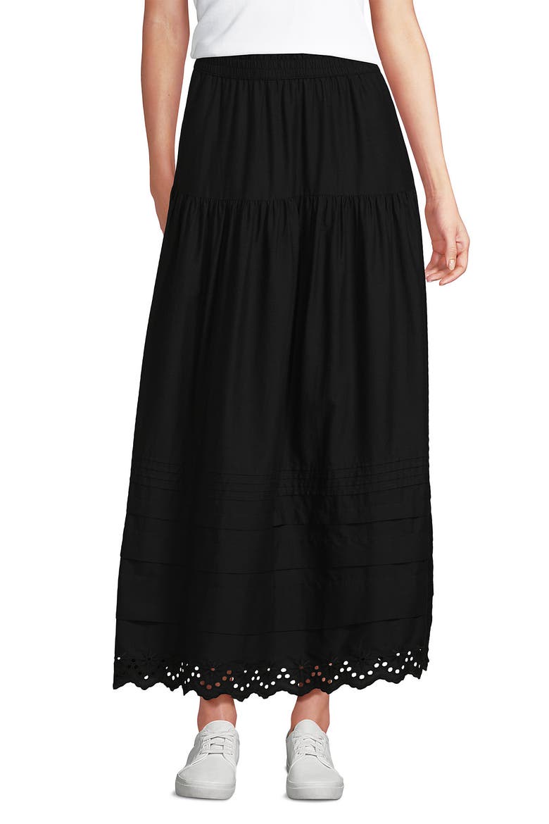 Voile Tiered Eyelet Maxi Skirt, Alternate, color, Black
