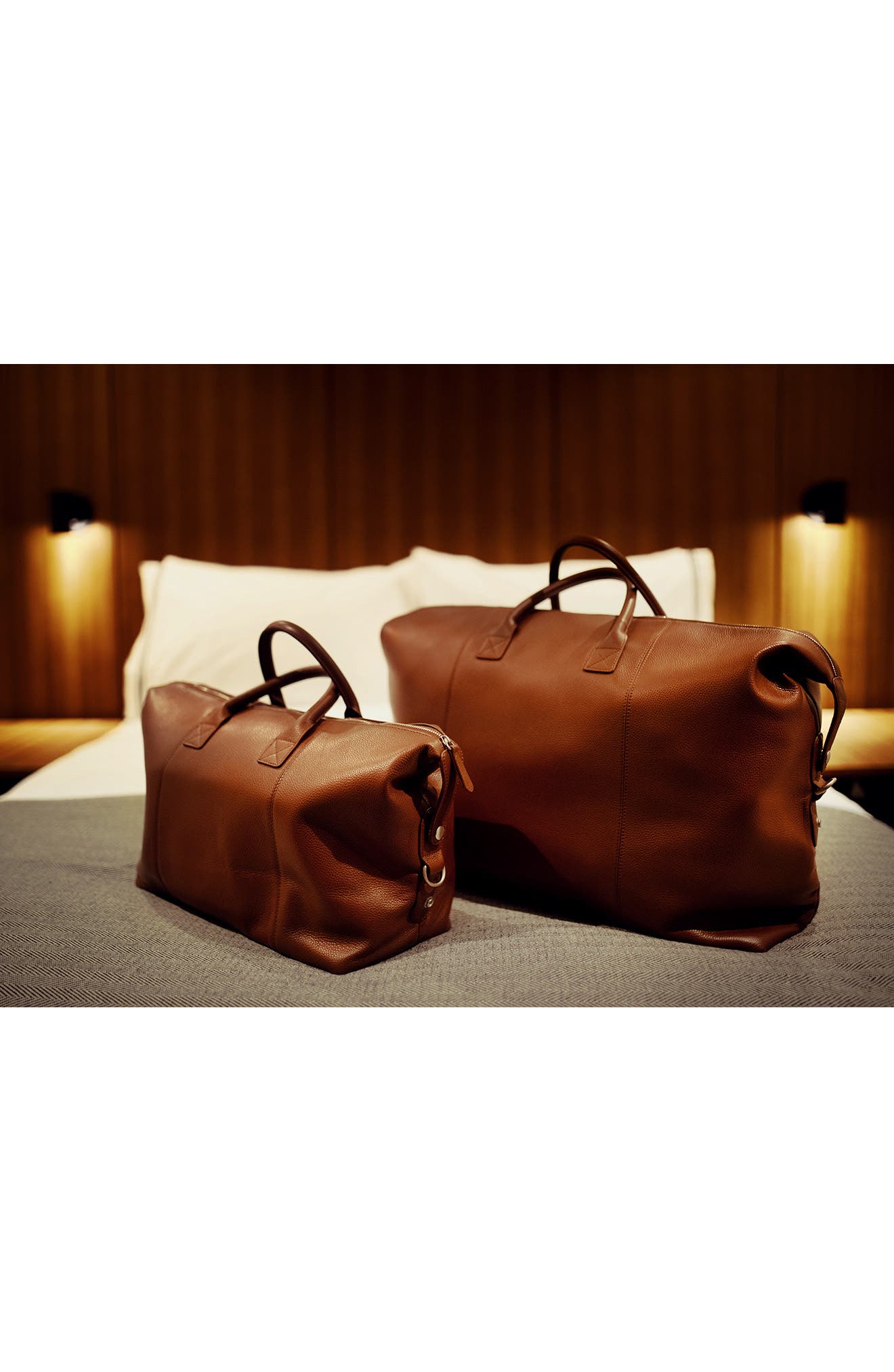 ROYCE New York Weekender Leather Duffle Bag, Alternate, color, Tan