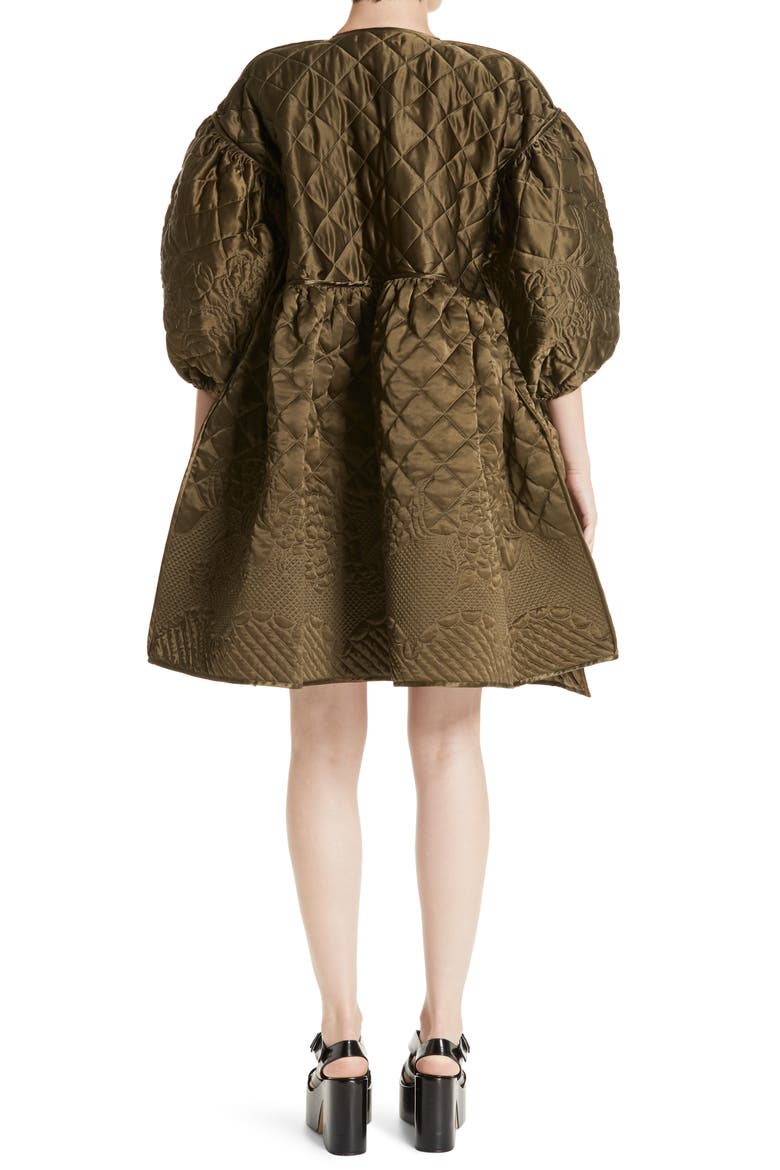 Amalie Quilted Silk Wrap Coat, Alternate, color, OLIVE