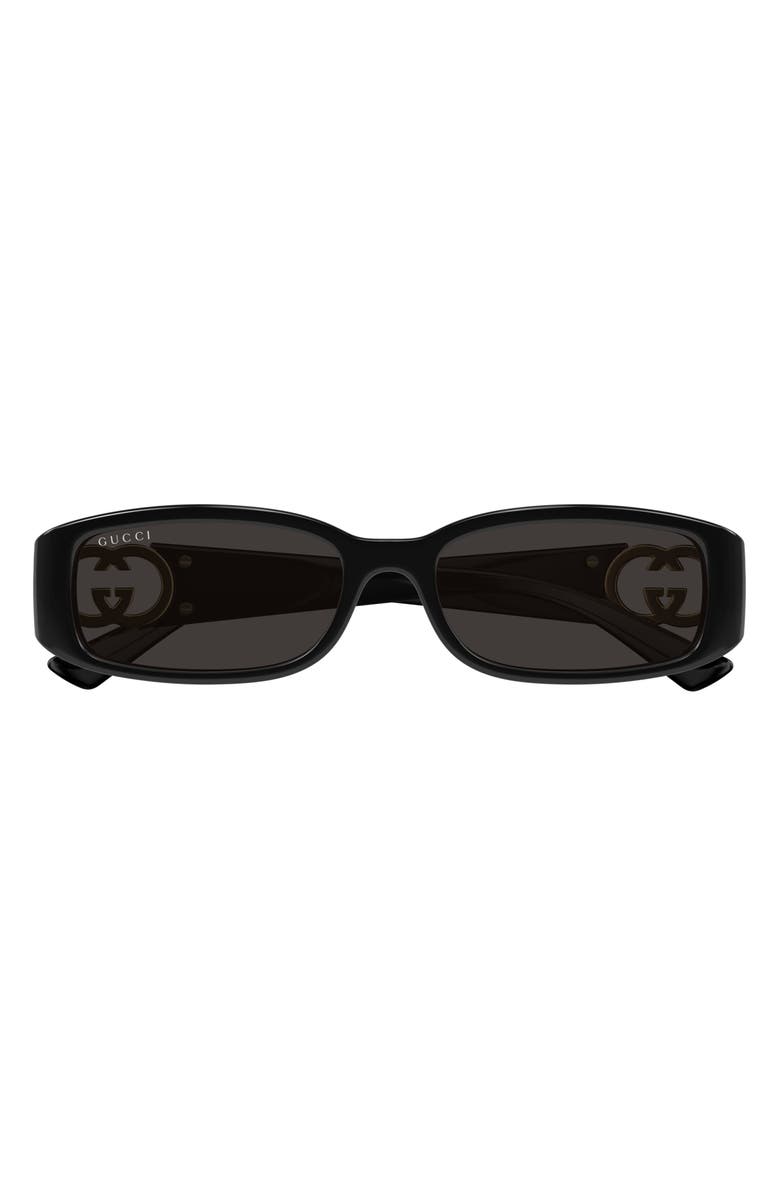 Gucci 54mm Rectangular Sunglasses, Main, color, Black