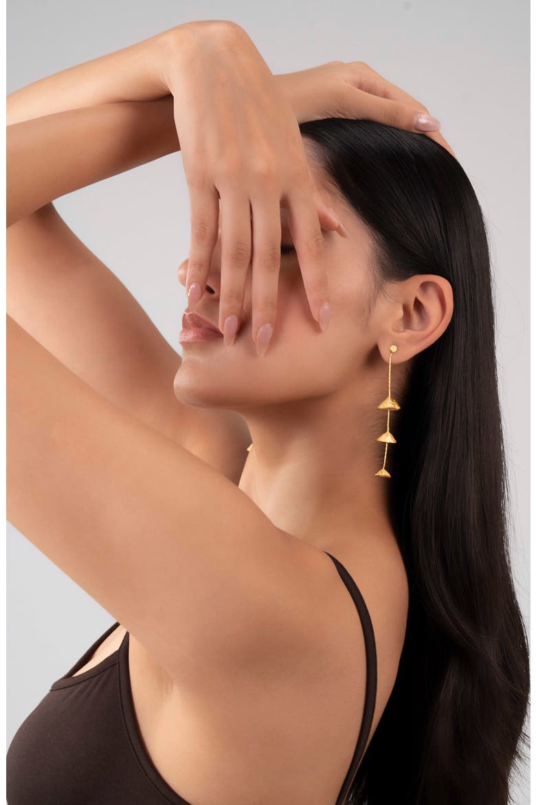 Rani Hammered Linear Drop Earrings, Alternate, color, GOLD
