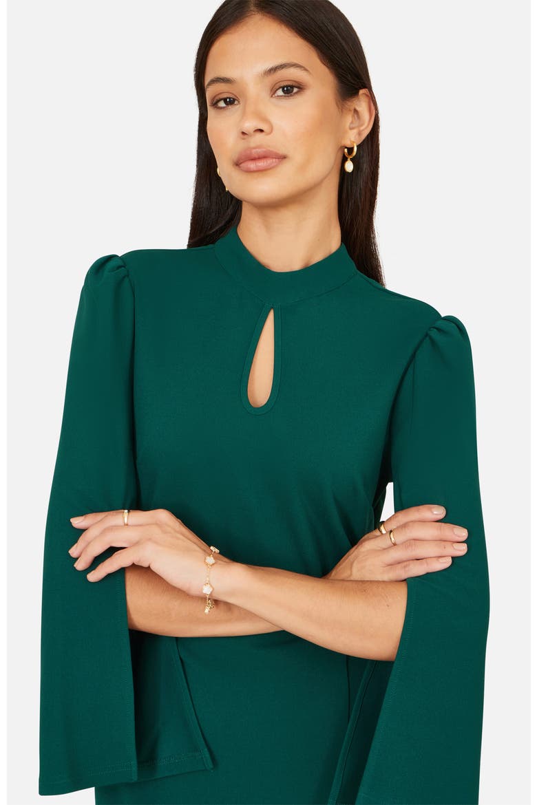 Mock Neck Keyhole Tailored Midi Dress, Alternate, color, Green
