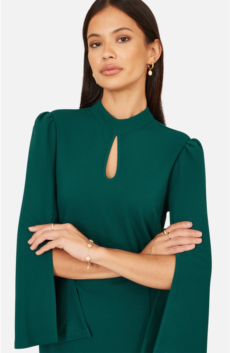 Yumi Mock Neck Keyhole Tailored Midi Dress, Alternate, color, Green