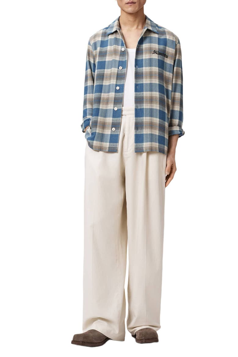 Alta Plaid Cotton Flannel Button-Up Shirt, Alternate, color, BLUE