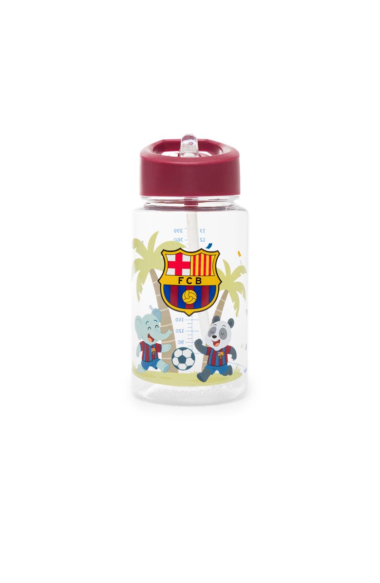 Miniland Barcelona Kiddie Water Bottle for Little Soccer Fans, Main, color, Red Multi