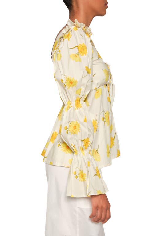 The Lulo Project Cielo Balloon Sleeve Cotton Top In White