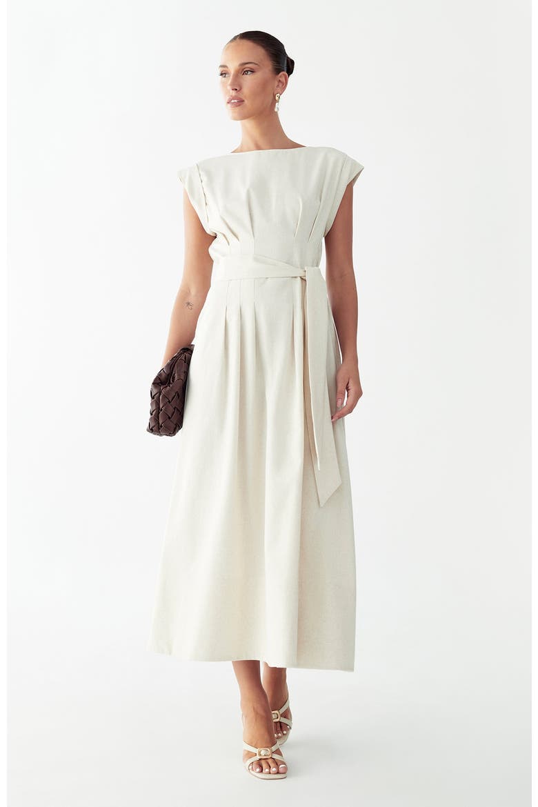 Lecia Midi Dress, Alternate, color, Natural