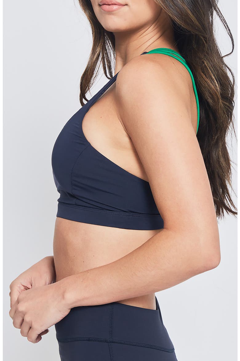 SPORTS BRA, Alternate, color, NAVY W/ GREEN TRIM