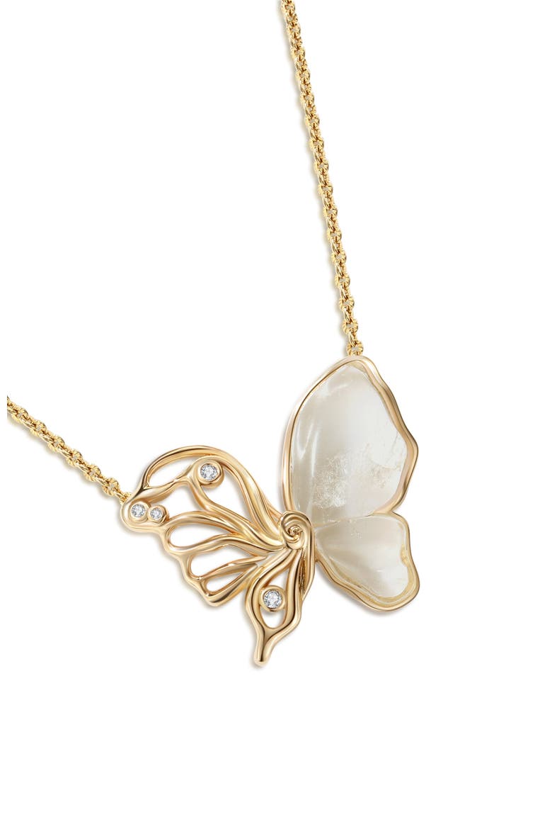 Butterfly Serenade Necklace, Alternate, color, Gold & White