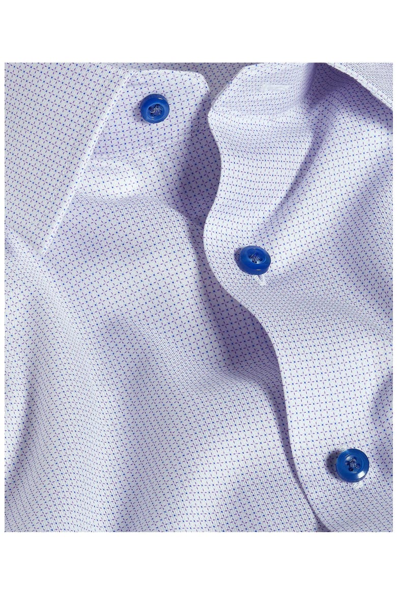 Trim Fit Micro Geometric Print Stretch Dress Shirt, Alternate, color, WHITE/ LILAC