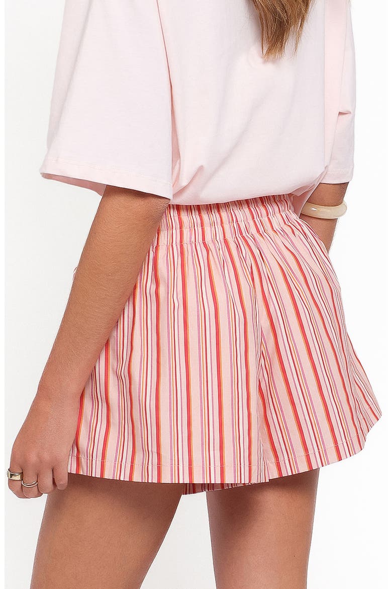 Mattina Stripe Cotton Drawstring Shorts, Alternate, color, PEACH STRIPE