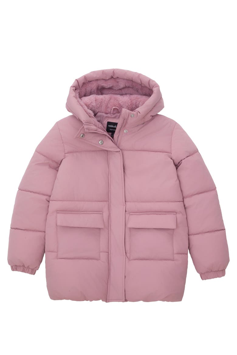 Kids' Madison Longline Hooded Puffer Jacket, Alternate, color, Rose pink
