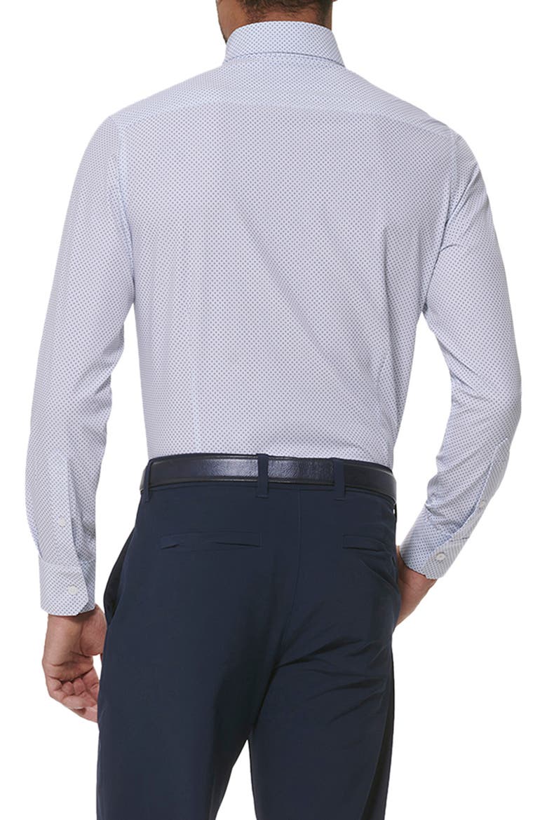 Leeward Microprint Stretch Performance Button-Down Shirt, Alternate, color, WHITE PLUS PRINT