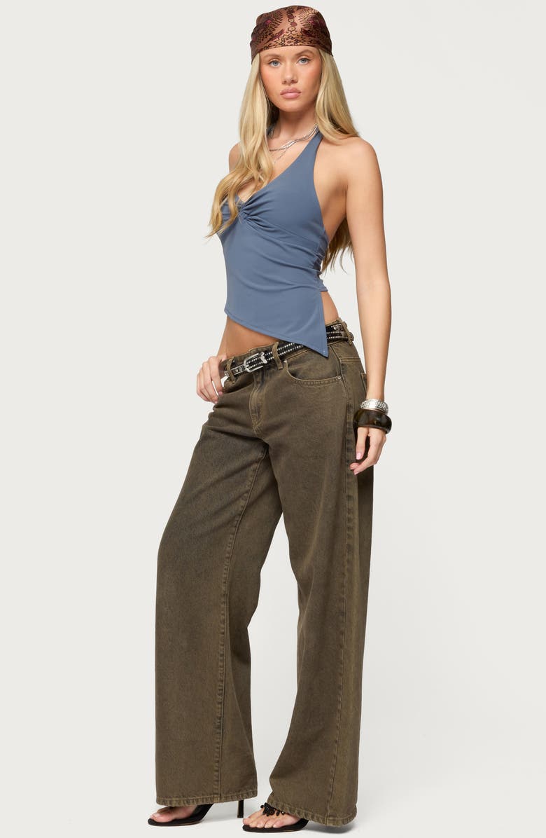 EDIKTED Susanna Asymmetric Halter Top, Alternate, color, Navy