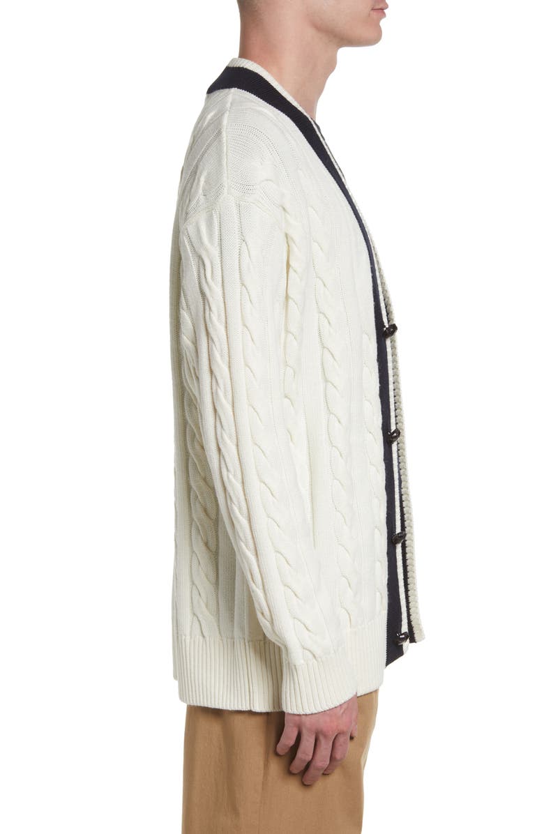 Closed Men's College Cable Wool Blend Cardigan, Alternate, color, Wool White