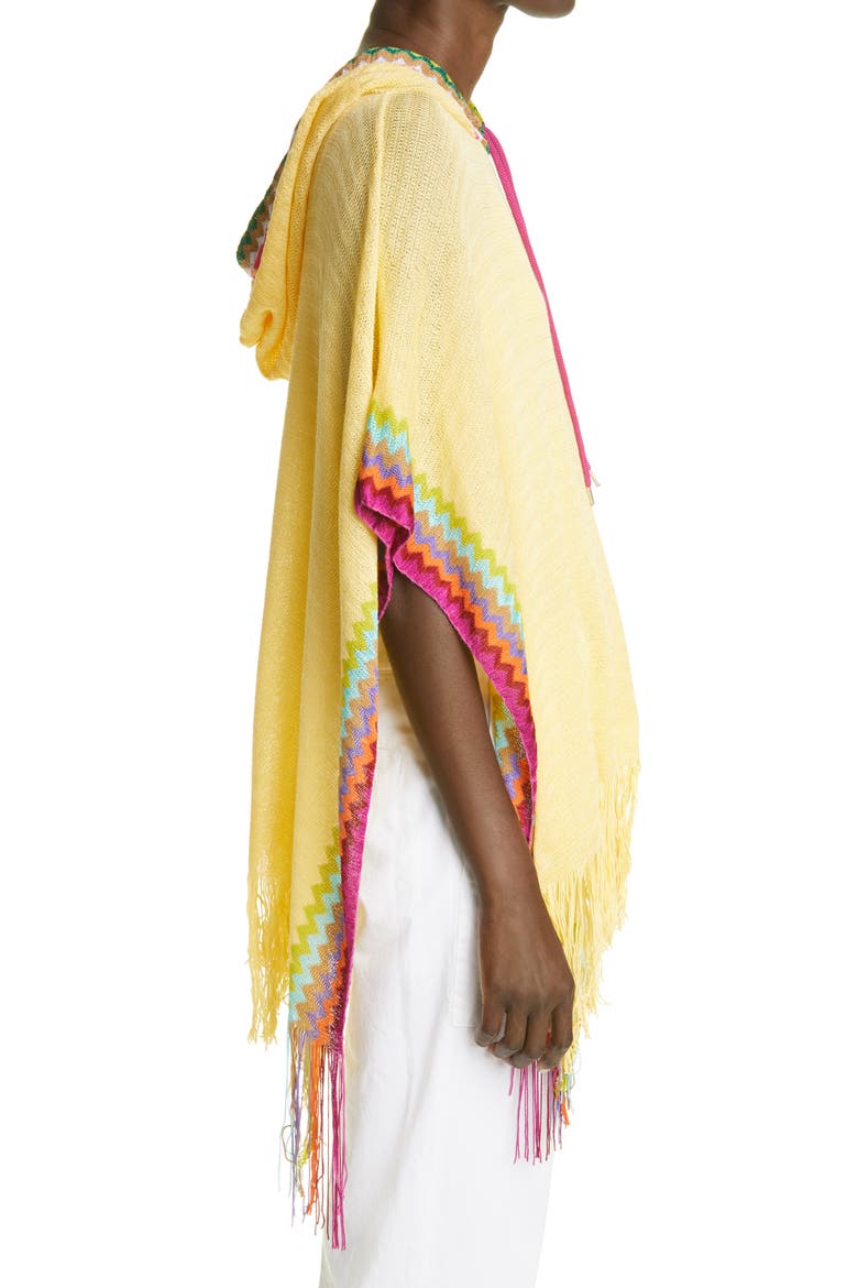 Zigzag Hooded Poncho, Alternate, color, YELLOW