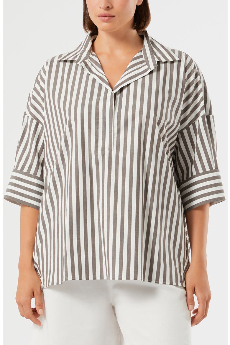 Boa Stripe Stretch Cotton Top, Main, color, CHOCOLATE