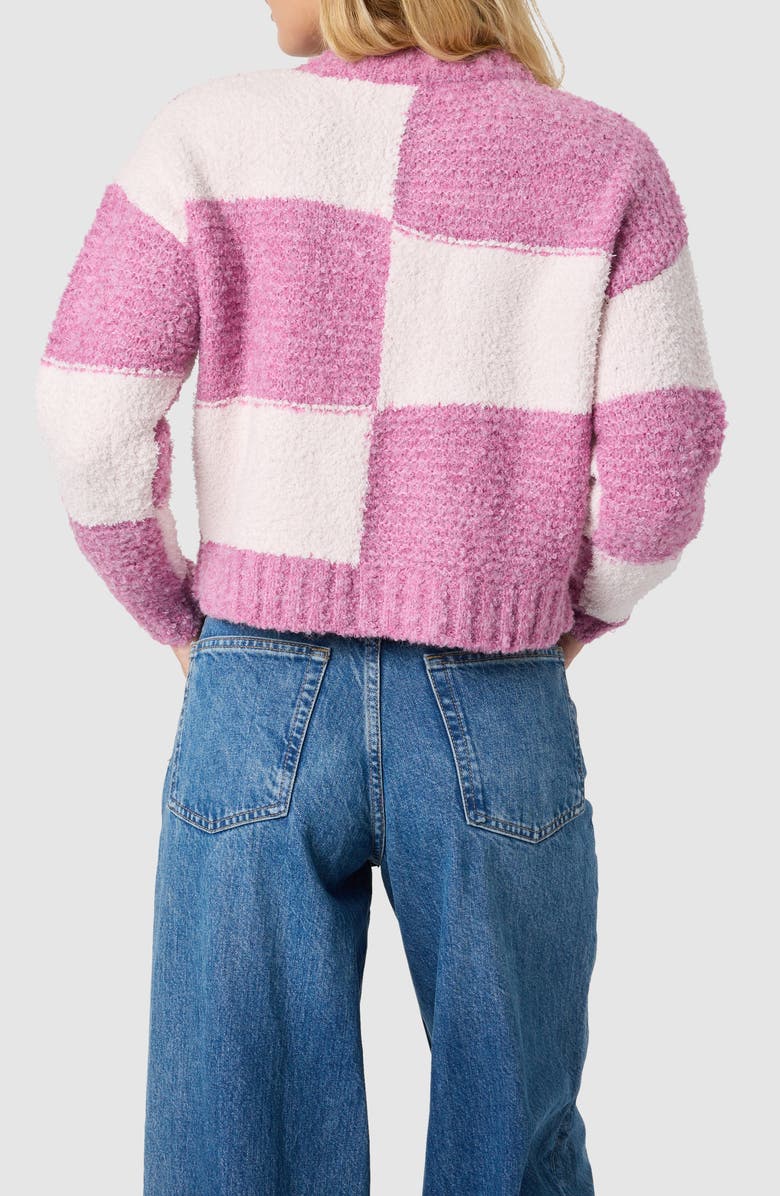Lush Colorblock Checker Sweater, Alternate, color, Berry