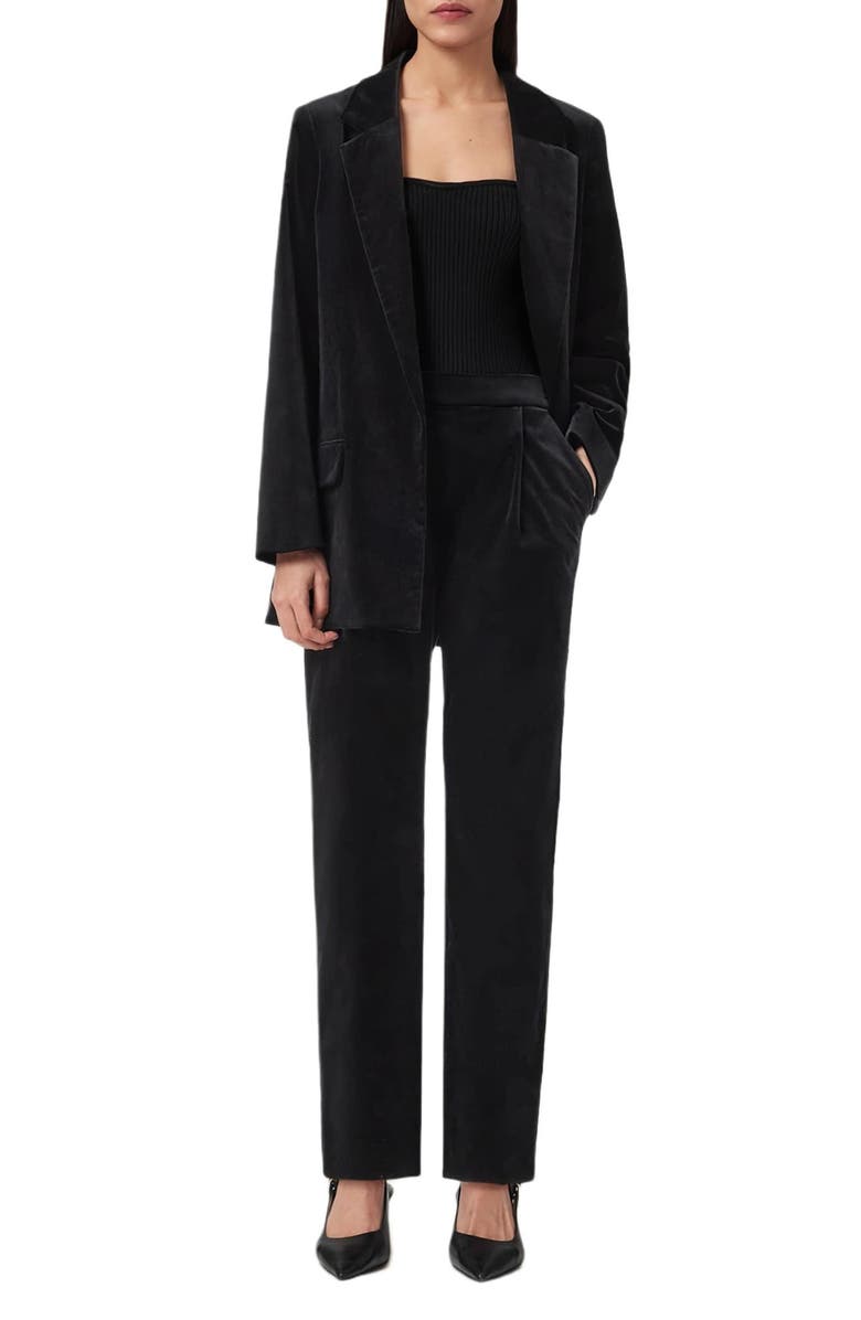 AllSaints Aleida Velvet Blazer, Alternate, color, Black