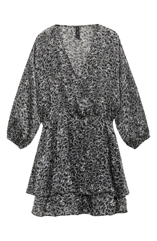 Shop Mango Animal Print Long Sleeve Minidress In Black