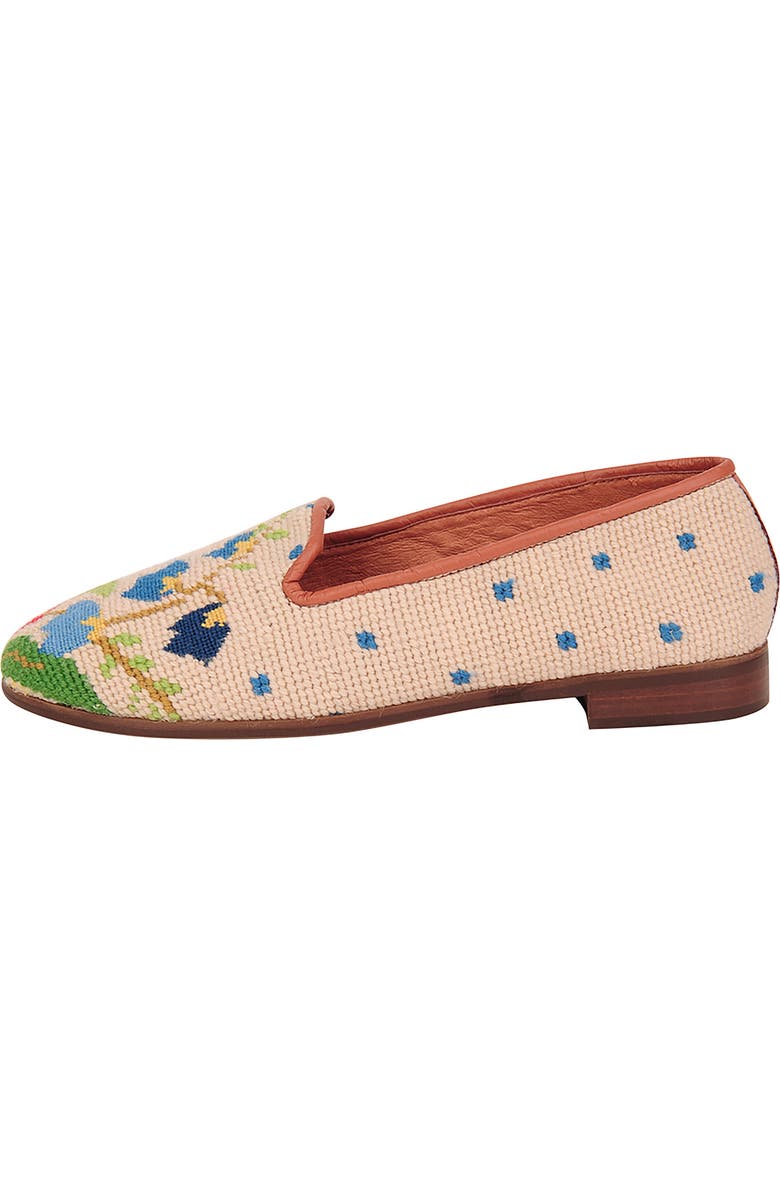 ByPaige BY PAIGE Needlepoint Bluebell Bouquet Flat, Alternate, color, Sand/ Blue