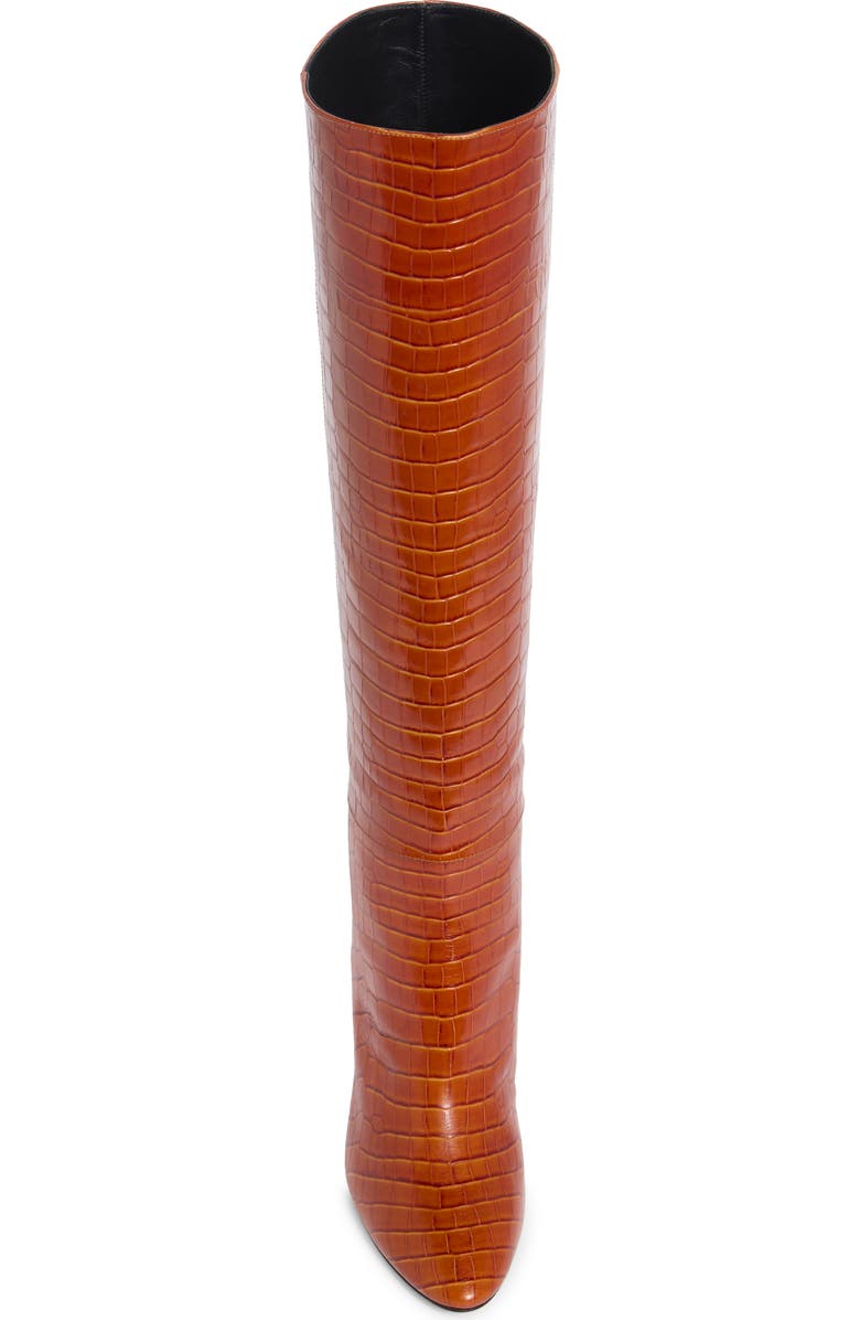 Longchamp Cros Embossed Leather Knee High Boot, Alternate, color, Cognac