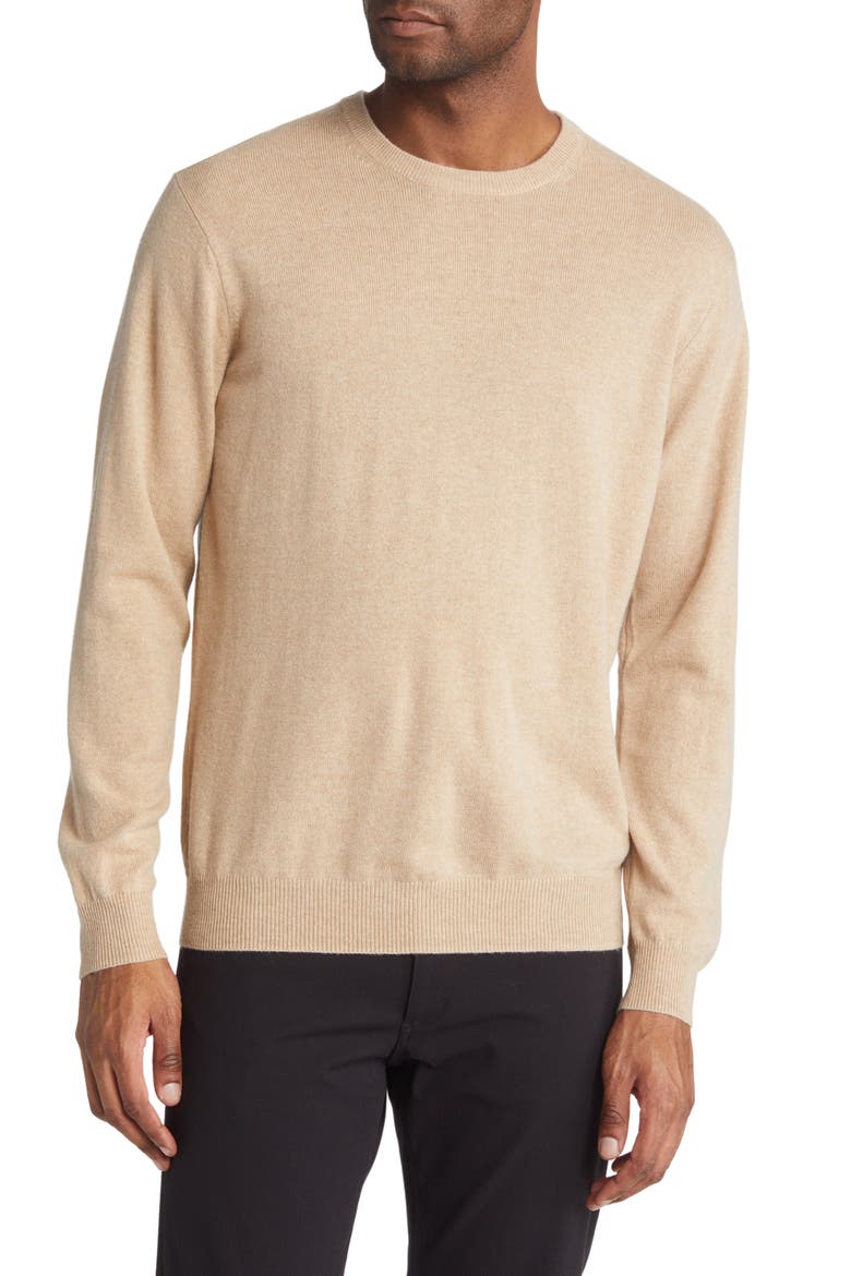 Wool & Cashmere Crewneck Sweater, Main, color, STRAW