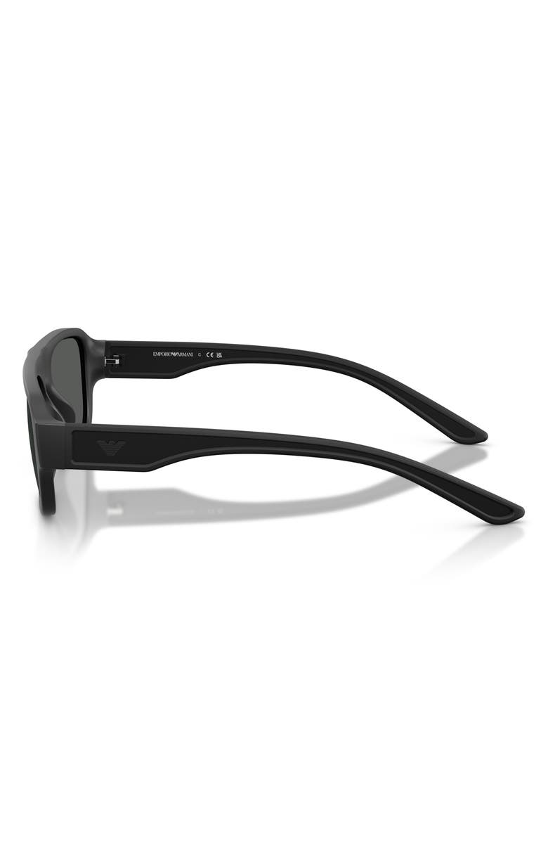 Emporio Armani 55mm Rectangle Sunglasses, Alternate, color, Rubberized Matte Black / Grey
