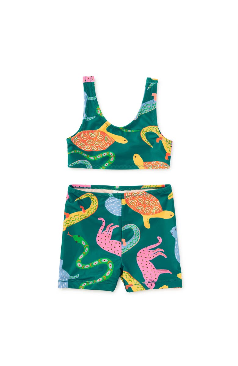 Tea Collection Tankini & Board Shorts Swim Set, Main, color, Brazilian Folk Animals