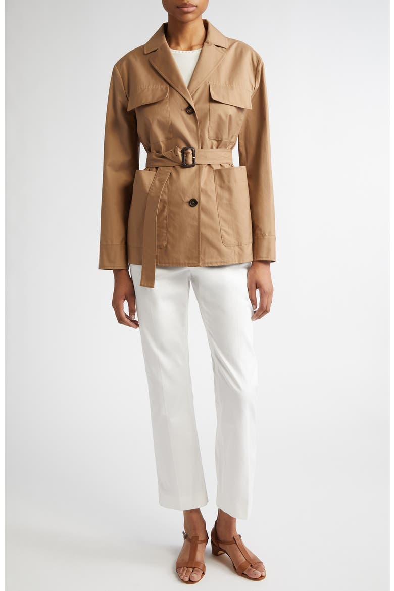 Giulia Water Repellent Twill Belted Jacket, Alternate, color, CAMEL