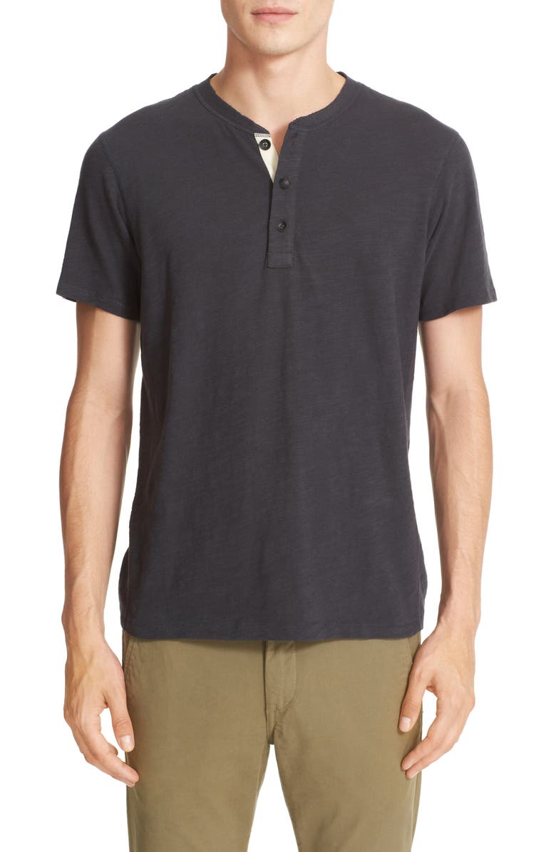 rag & bone Classic Short Sleeve Henley, Main, color, Black