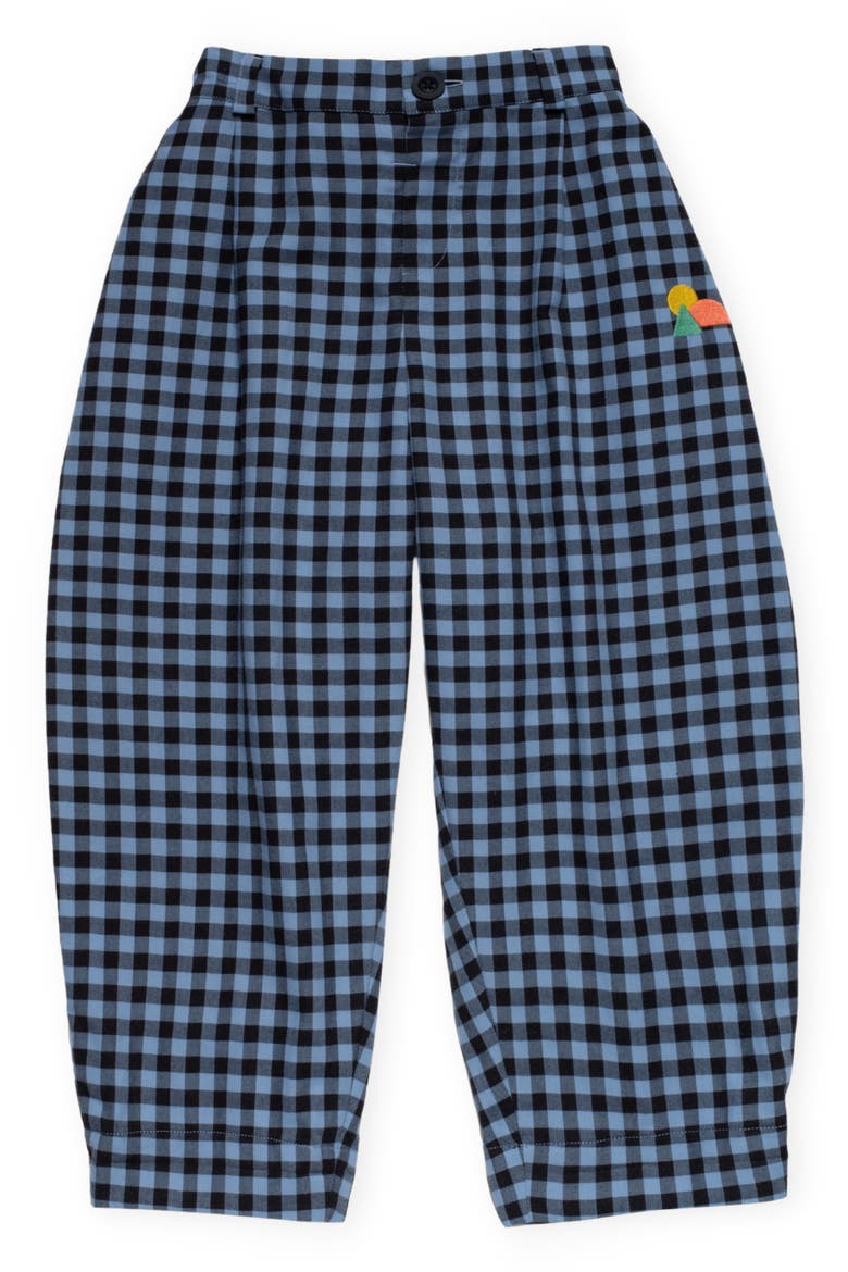 Kids' Friday Blue Check Wide Leg Flannel Pants, Main, color, DARK BLUE