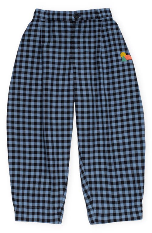 The Sunday Collective Kids' Friday Blue Check Wide Leg Flannel Pants in Dark Blue