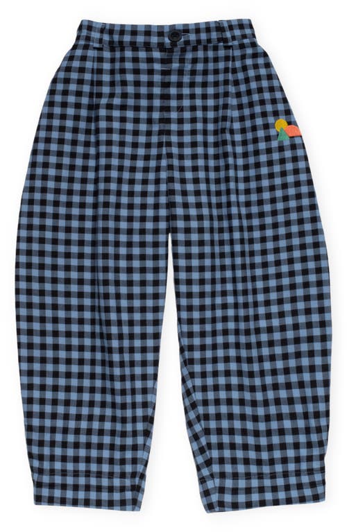 The Sunday Collective Kids' Friday Blue Check Wide Leg Flannel Pants in Dark Blue 