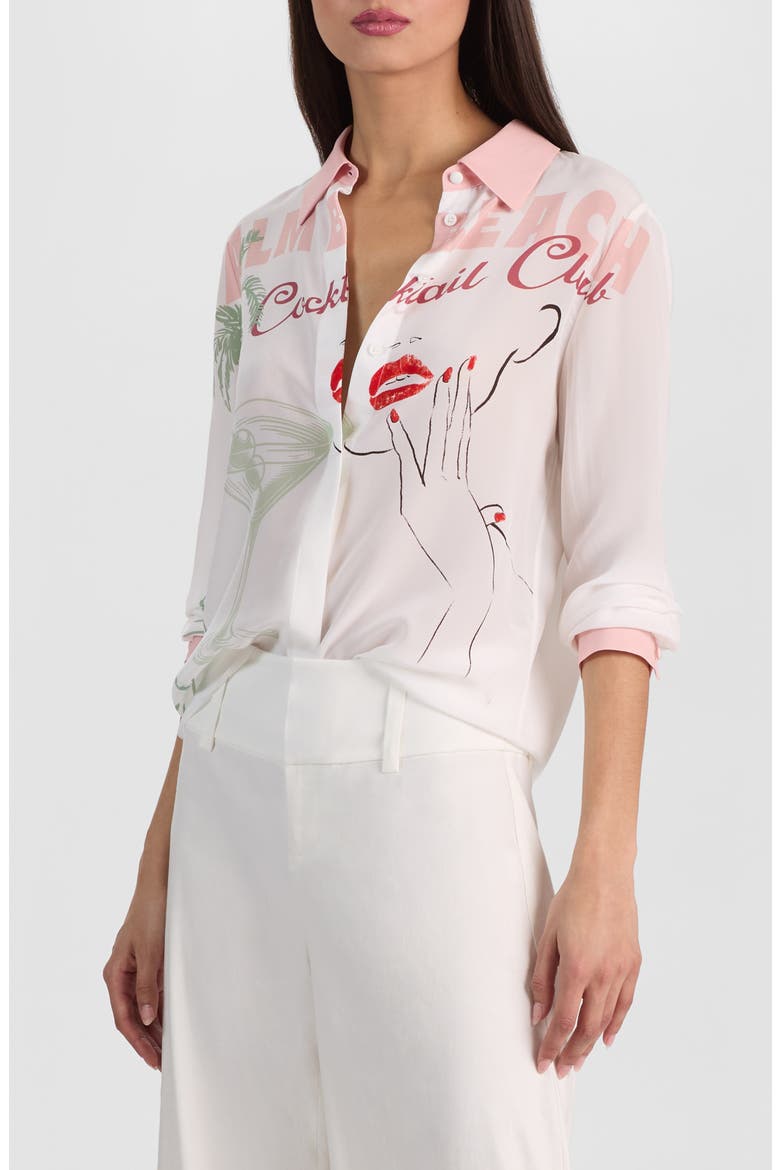 Willa Print Silk Button-Up Shirt, Alternate, color, COCKTAIL CLUB