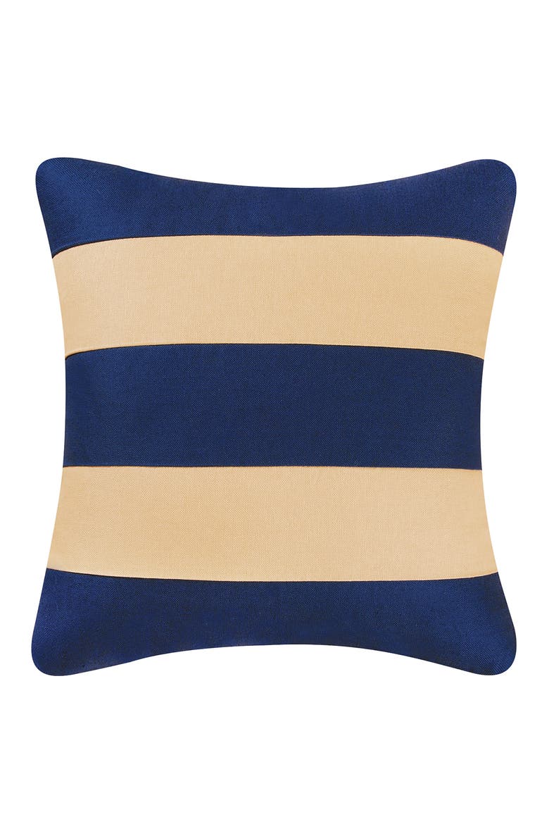 Navy/Camel Stripes Throw Pillow, 17" x 17", Main, color, Blue