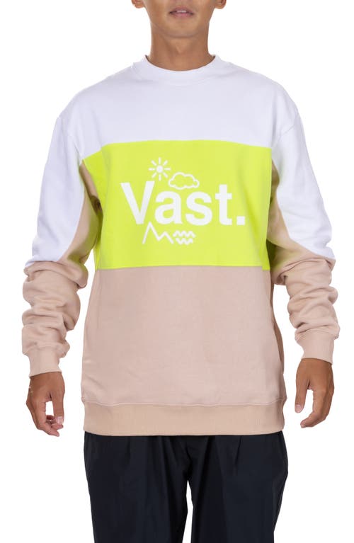 Vast Colorblock Lifestyle Crewneck Logo Graphic Sweatshirt In Safety Yellow Multi